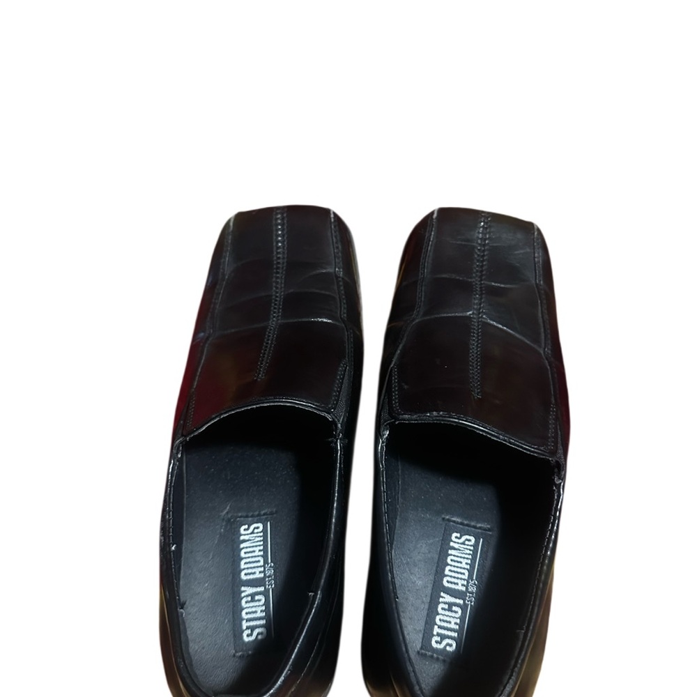 Vintage 90s square toe black loafers vegan men’s size 5 - Picture 4 of 5